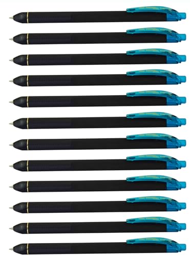Pentel EnerGel Noir 0,7 mm Turquoise : Dites adieu aux taches d'encre avec ce lot de 12