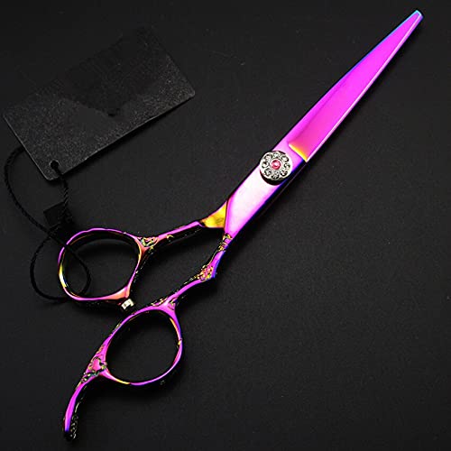 Ciseaux de coupe de cheveux 6 pouces violet prune avec lames rasoir 440C