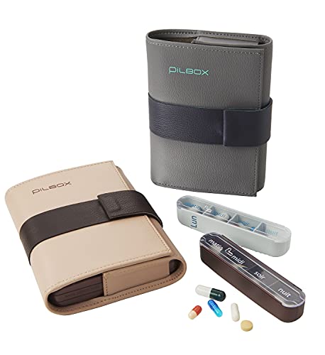 PILBOX Boîte à Pilules Cardio Charbon hebdomadaire pour comprimés et sachets