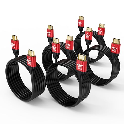 RyzzRooa HDMI 2.0 Cable 6FT, 5-Pack, High Speed 18Gbps HDMI Cord Supports 4K@60Hz, 2K@240Hz, 1080P, HDCP 2.2, HDR, ARC & Ethernet, Compatible with Xbox, PS5/4/3, Soundbar, Laptop, Roku, Monitor, TV by RyzzRooa - Used condition - US$15.31