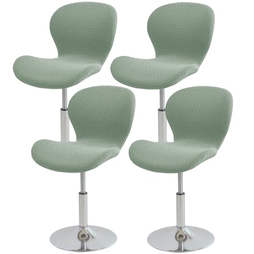 Image of Gollense Bar Stool Covers with Backs, Set of 4 Stretch Jacquard Barstool Seat Covers, Washable Swivel Pub Counter Height Chair Slipcover Protector for Home Kitchen Cafe (T-Shaped Jacquard-Green)