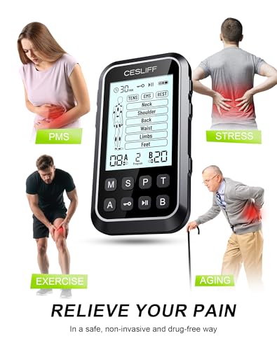 Image of CESLIFF Dual Channel TENS Unit 3-in-1 Muscle Stimulator Machine with 36 Modes & 20 Levels for Shoulder, Back, Neck, Sciatica Pain Relief