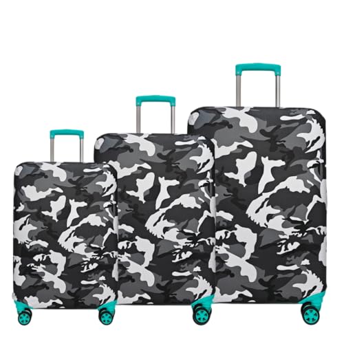 Image of Printed Polyester Suitcase Cover Stretchable Luggage Protector Trolley Bag Cover Travel Accessory (White Black-S,M,L)