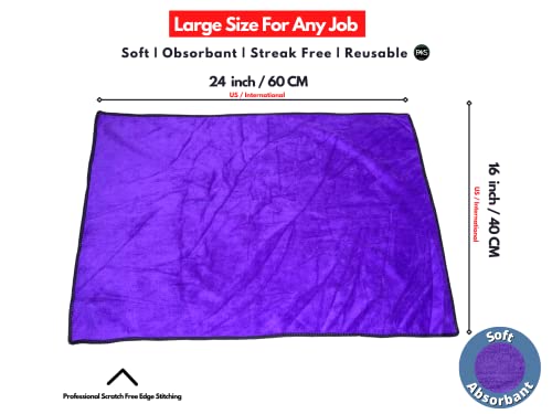 Microfiber Towels Paks 16" X 24" Large Absorbant Microfiber Chamois - Premium Pack Of 6 Xl Towels - Detailing Towels Car Wash Rags, Scratch-Free, Lint-Free, Xl Drying Towels For Cars, Home, Windows #TOP1