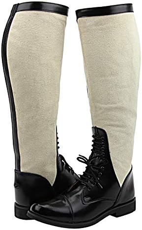 Hispar Ladies Summer Canvas Field English Horse Riding Boots with Cotton Calf Stylish Fashion Equestrian - Black 9.5 Regular Calf
