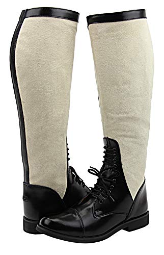 Hispar Ladies Summer Canvas Field English Horse Riding Boots with Cotton Calf Stylish Fashion Equestrian - Black 10 Wide Calf