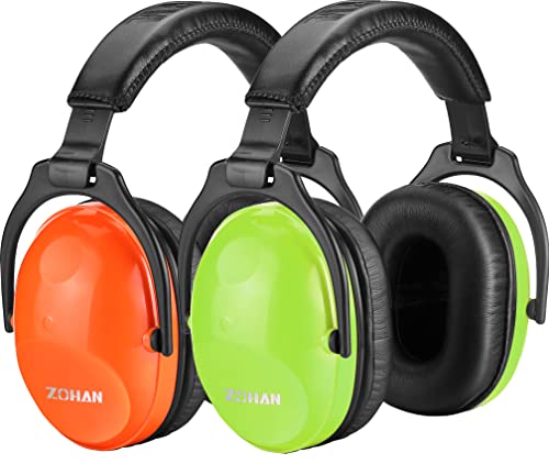 Image of ZOHAN Kids Ear Protection 2 Pack, 25dB NRR Noise Cancelling Headphones for Kids, with Pillowy Pads, for Monster Truck, School, Autism, Sensory, Fireworks, Concerts, Events (Orange+Green)