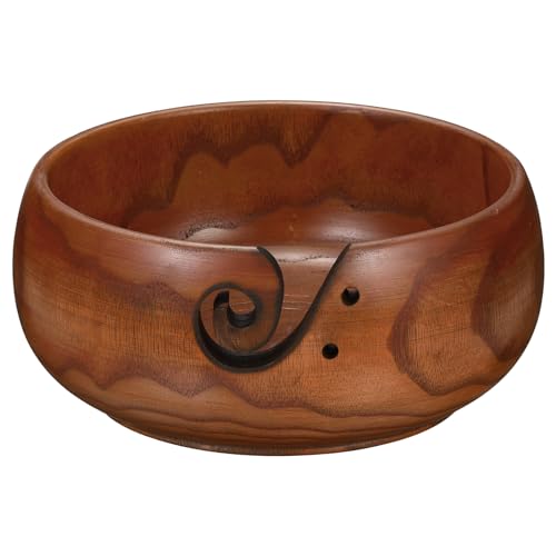 Image of YOKIVE Wooden Yarn Bowls for Crochet Bamboo Yarn Knitting Bowl for Mother Grandma Women Lover, 6.3 inch x 3 inch