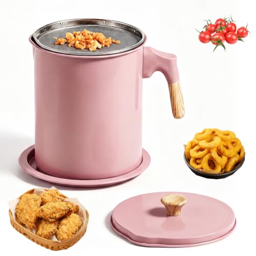 Bacon Grease Container with Strainer, 1.4L / 48oz Cooking Oil Strainer Pot