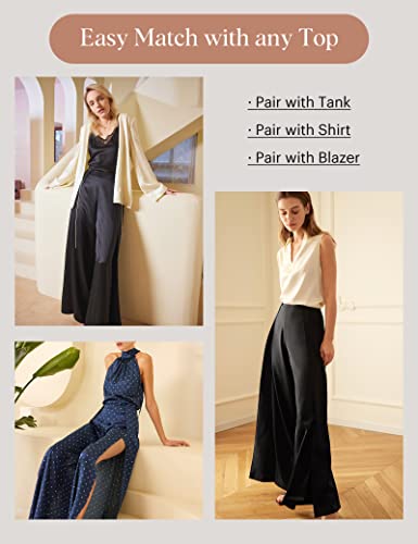 LilySilk Womens Silk Pants with Split Trouser Legs High-Waisted Lightweight Dressy Pants4
