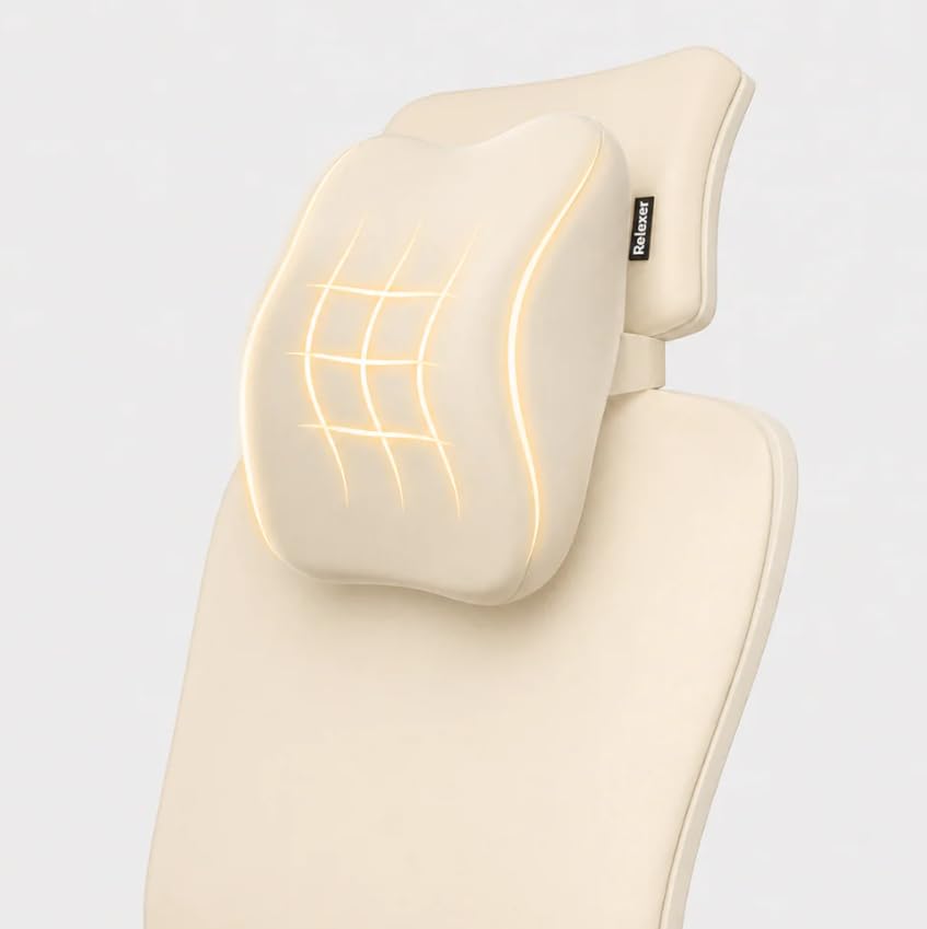 Image of Relaxer Office Chair Neck Rest | Ergonomic Cervical Neck Support Cushion for Office, Gaming & Study Chair | Relieves Neck Pain, Shoulder Tension & Desk Fatigue | Adjustable Strap (Beige)