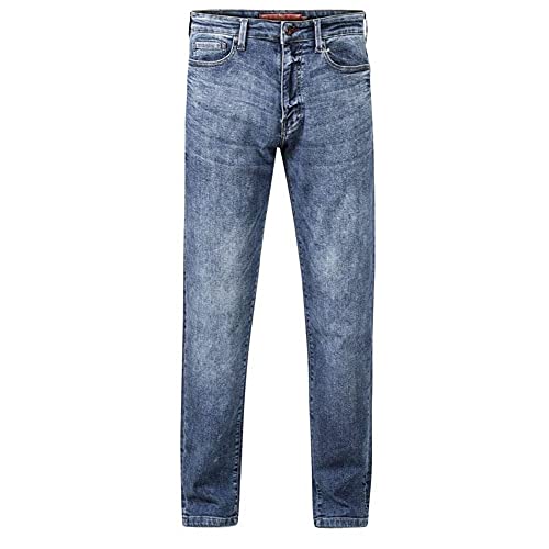 D555 Duke Mens Kingsize Relaxed Comfort Fit Stretch Jeans with Sandblasting Stonewash Blue 50 Waist Long Leg (Taurus)