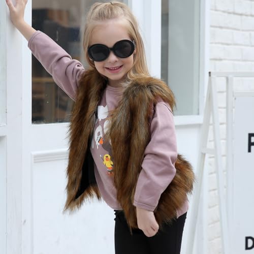 Faux Fur Vest Coat Kids Winter Sleeveless Thicken Wool Warm Windproof Outerwear Toddler Girls Winter Coat4