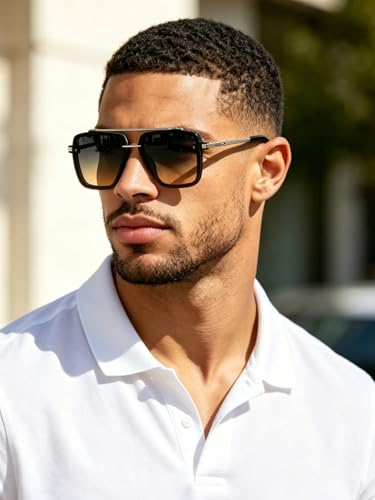 Image of Xpectrum Retro Square Aviator Sunglasses for Men Women Vintage 70s Disco Gangster Style Rectangle Glasses