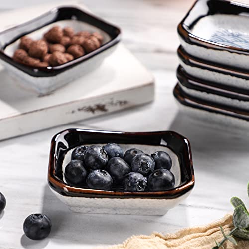 forkmannie Ceramic Sauce Dish Set of 6 Soy Sauce Dipping Bowls Appetizer Plates Side Dishes Serving Dish Japanese Style Dinnerware Set (Blue-5) - Thumbnail 5