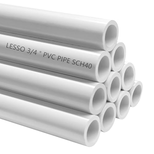 LESSO 10 PCS 3/4" PVC Pipe Furniture Grade, 3.28 FT feet DIY PVC Projects Set for Spring, Home, Greenhouse, Garden, Farm, Workshop, Summer, Sch.40 White [40" x 10 Pack]