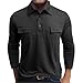 Polo T Shirt, Men Casual Shirts, Long Sleeve Golf for Work Athletic Collared T-Shirts Workout Shirts Y2K Tops (L, Black)