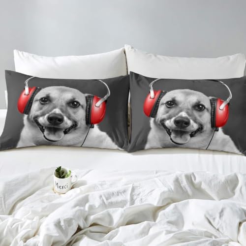 Housse de couette 140x200 chien avec casque 3d parure lit microfibre - 3