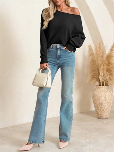 Image of Saodimallsu Womens Fall Off The Shoulder Sweater Pullovers