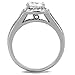 Marimor Jewelry 2.95 Carat Halo Cubic Zirconia Stainless Steel Engagement Ring Band Women's Size 7