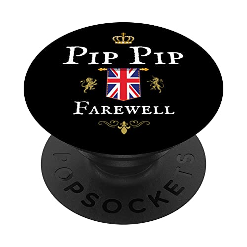 PIP PIP FAREWELL, BRITISH UNION JACK FLAG, UK UNITED KINGDOM PopSockets Swappable PopGrip, Black