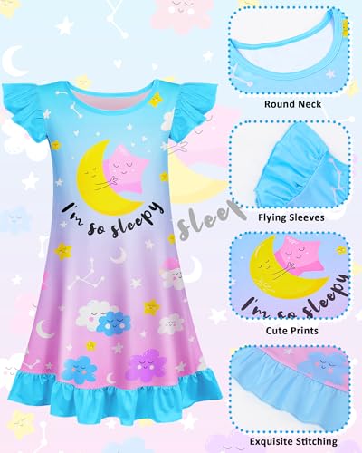 Image of Sylfairy Girls Nightgowns, Unicorn Nightgown Princess Pajama Dresses for Girls Sleepwear Nightie