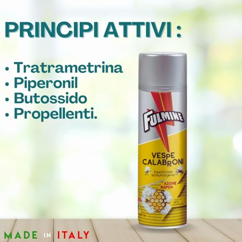 Virsus 6 Bomboletta Insetticida Spray Schiumogeno Fulm790 Per Vespe E Calabroni, Capacità 500Ml, Azione Rapida Con Getto Fino A 4 Metri, Disinfestante Vespicida Per Nidi - 3