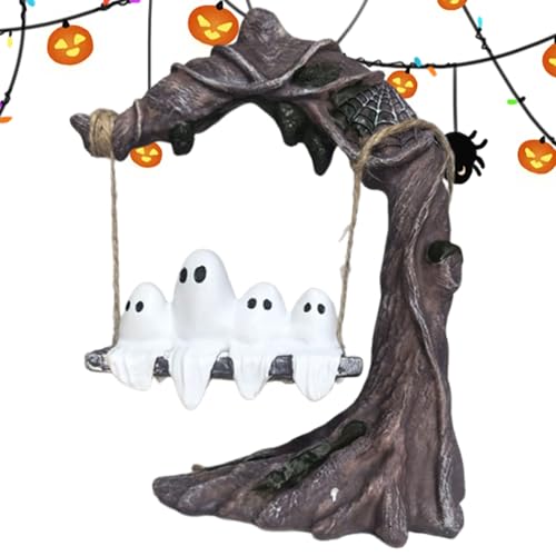 Fantasma de Halloween de resina resistente con diseño colgante para jardín 6