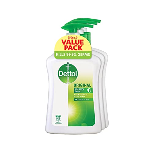 Dettol Hand Wash Liquid Original Pine Fragrance Kills 99.9% Germs Dermatologically Tested Antibacterial Handwash With Plant Derived Cleansers 3x250g