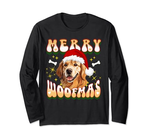 Cute Merry Woofmas Christmas Dog Mom Design Manga Larga