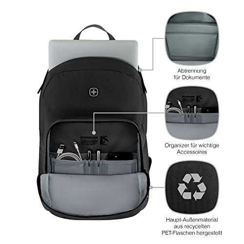Image of WENGER, Next 23 Crango, 16 Inches Laptop Backpack, 27 liters, Gravity Black, 612557, Business Travel Bag, Swiss Designed