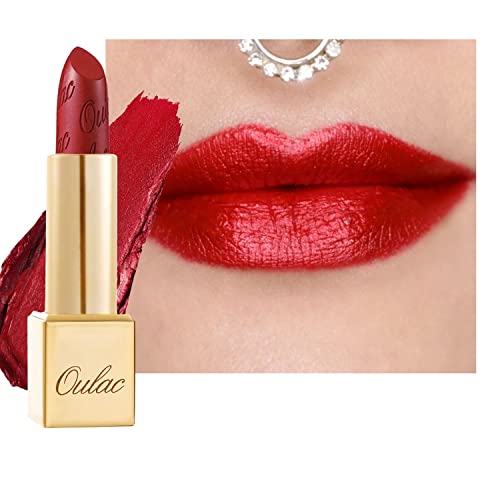 OULAC Metallic Shine Lipstick, Velvety Texture With Glossy Opaque Finish, Apply Once and Lasts All Day, 4.3 grams / 0.15 ounces, Cherry Bomb (12)