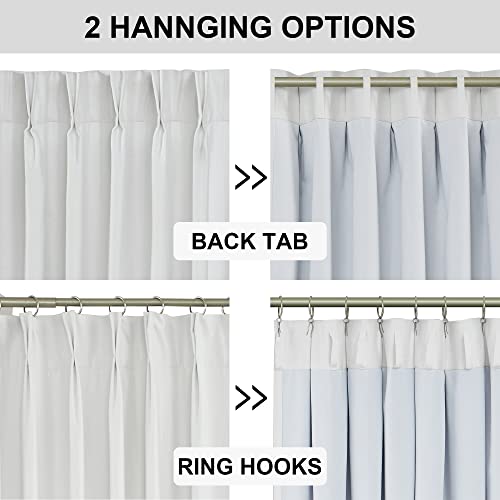 Image of Vision Home White Pinch Pleated Full Blackout Curtains Thermal Insulated Window Curtains 84 inch for Living Room Bedroom Room Darkening Pinch Pleat Drapes with Hooks Back Tab 2 Panel 40 inch Wx84 L