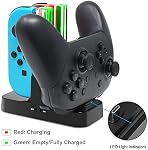 Controller Charger Dock for Pro Controller for Joycon Controller, Controller Charging Station Compatible with Switch/Swtich Lite/Switch OLED with a Type-C Charging Cable (Black)
