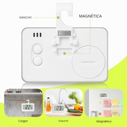 Miniatura 5 de Romon Termómetro Frigorífico Termómetro Acuario Digitale, 2 Piezas Termometro Nevera, Mini Termómetro Digital Congelador Refrigerador Impermeable, Pantalla Lcd, Función Registro Máximo Mínimo, Blanco