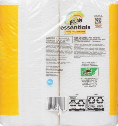 Miniatura 3 de Bounty Essentials Select-A-Size - Toallas de papel, color blanco, 2 rollos dobles  4 rollos regulares