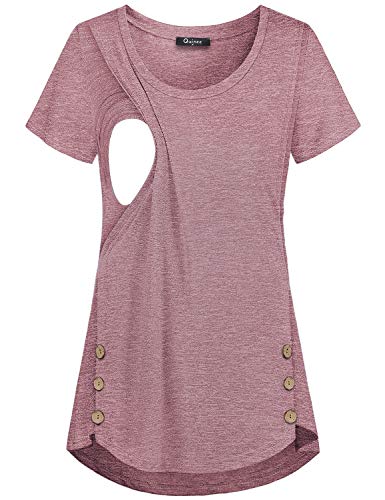 Image of Quinee Women's Casual Button Side Nursing Tops Maternity Breastfeeding Tunic