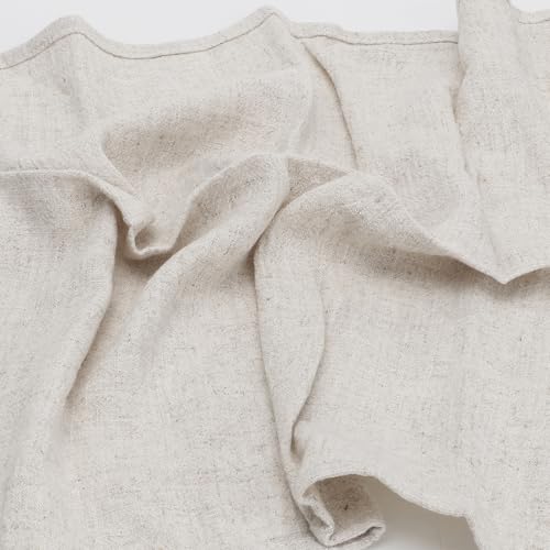 RANJIMA 12 Stück Leinenservietten Wiederverwendbar 40x40cm, 100% Natur Leinen Stoffservietten, Waschbar & Bügelbar, für Hochzeit, Party, Tischdekoration & Alltag (Beige)