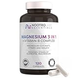 Nootro Labs Essentials Magnesium 3 in 1 Capsules (60 Servings), High Strength Magnesium Supplement with Glycinate, Malate and Citrate for Muscle, Energy and Digestion