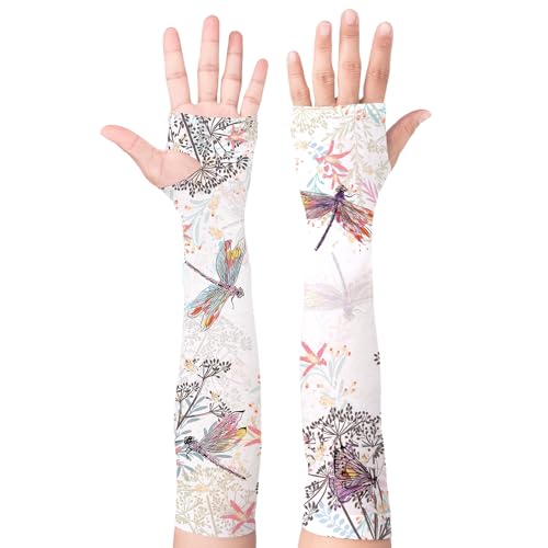 Buwuta Garden Sleeves for Women Dragonfly Sun Protection Gardening Sleeves Anti-Scratch Arm Cooling Sleeve for Farmers Garden