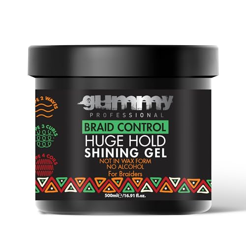 Gummy Braid Control Gel 500 ml – Braid Haargel - Ultra Starker Halt für Braids & Cornrows – Mit Marula- & Avocadoöl – Glanz & Pflege – Professionelles Stylinggel