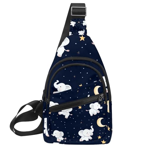 Sac à dos à bandoulière ergonomique et léger imprimé éléphants multicolore