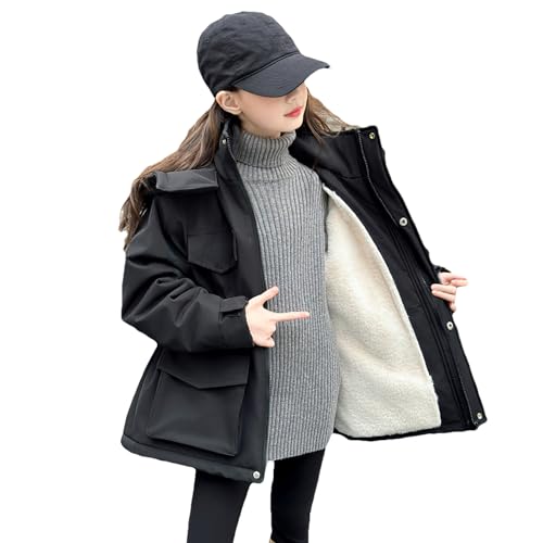 Girl's Parka Jacket Mid Length Synthetic Fur Winter Warm Coat with Detachable Hood