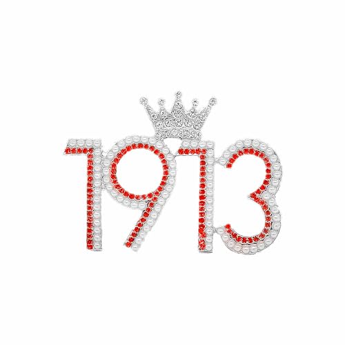 Image of Sparking Top Lady Crown Red And White Society Delta Sorority DST Brooch Pin Graduation Gifts Jewelry For Her