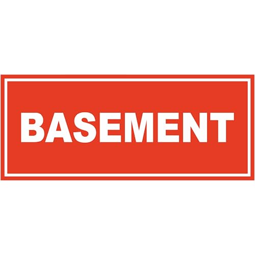 Image of ATTRACTSO - Basement Sign Self Adhesive Laminated Sticker for Home, Office, Shop, Hospital, Hotel, Theatre, Restaurant - 12 inchx5 inch inch (Red)