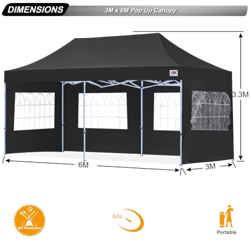 Image of ABCCANOPY Pop up Canopy Tent with Elegant Church Window 10x20,Black