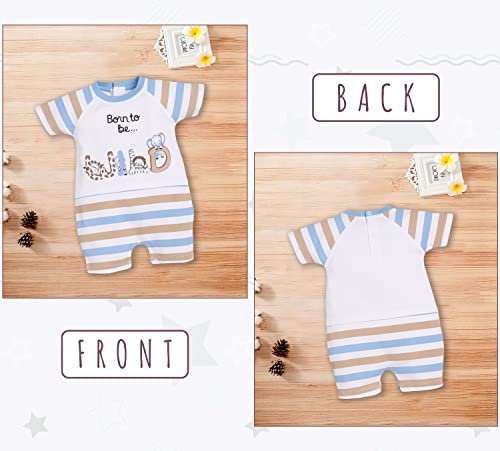 Image of BABY GO Baby Boys & Baby Girls Cotton Romper | Half Sleeve Polo Collar Jumpsuit | Newborn Infant Summer Outfit with Button Closure | Soft Breathable Playsuit | Stylish Print One Piece Dress