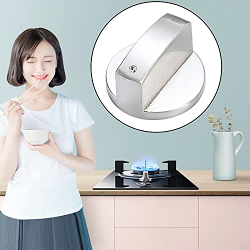 DOANTE 2 Stück Backofen- & Herdzubehör Knöpfe & Schalter,Gasherd knöpfe Zink Legierung Gasherd Drehknöpfe Silber,Drehknopf Herd 6 mm Gasherd Knöpfe Metall Universal Ofenschalter Rotary Schalter