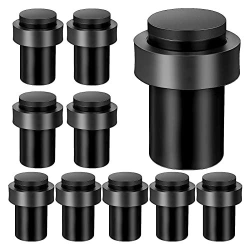 10 Pack Door Stoppers With 3M Adhesive Strips, Stsainless Steel Cylindrical Floor Door Stop, Modern Decorative Rubber Bumper Door Stops, Matte Black Door Stop, Door Stops For Bottom Or Top Of Door #TOP4