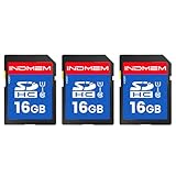 INDMEM 16GB SD Card (3 Pack), C10 SDHC UHS-I Memory Cards U1 Class 10 High-Speed Full 4K HD Video Compatible with Digital Point-and-Shoot Cameras, HD Camcorders, DSLR and PC